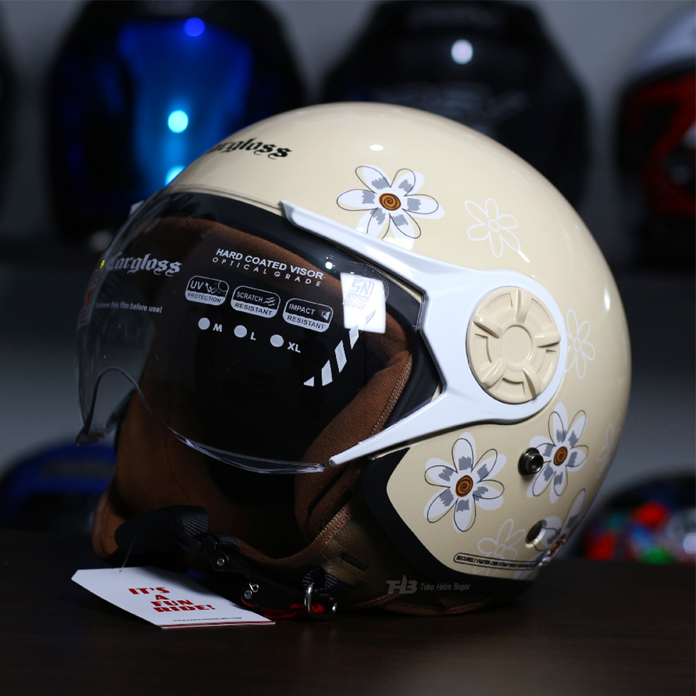 CARGLOSS HELM HIJAB YRH | FLOWER CREAM AVORIO NAIADE | HELM RETRO HIJAB MOTIF | HELM CARGLOSS ORIGIN