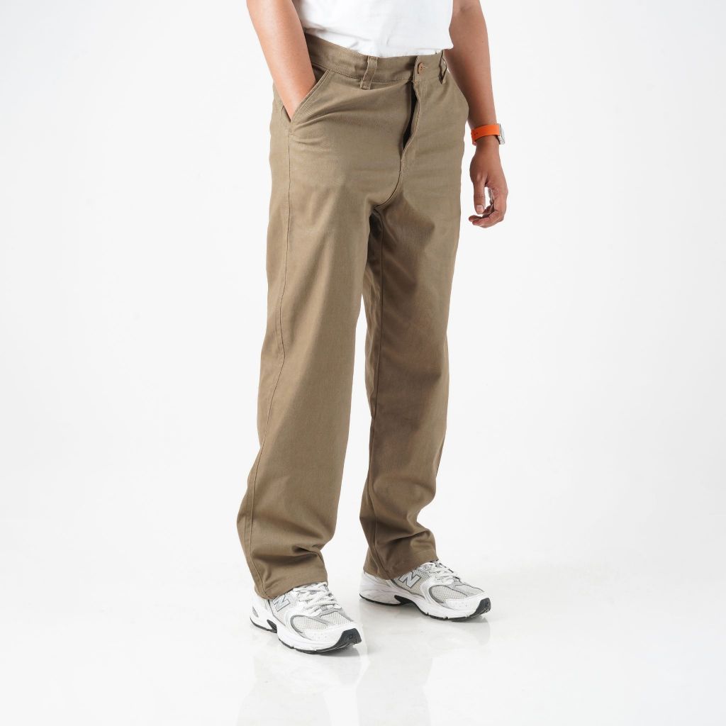 Celana Panjang Chino Cino Pria Cream Khaki Cotton Premium / Regular Fit / Casual Formal Racby Co
