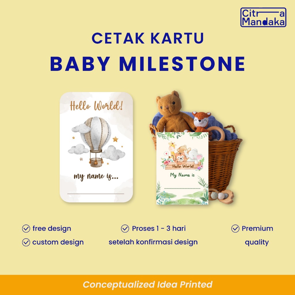 Baby Milestone Card Custom Nama Kartu Selfie Bayi Free Design