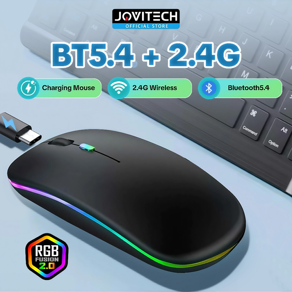 (Charging Mouse) Jovitech Bluetooth 5.4 Mouse Wireless Slim Silent Click 2.4Ghz 1000/1200/1600DPI Ba