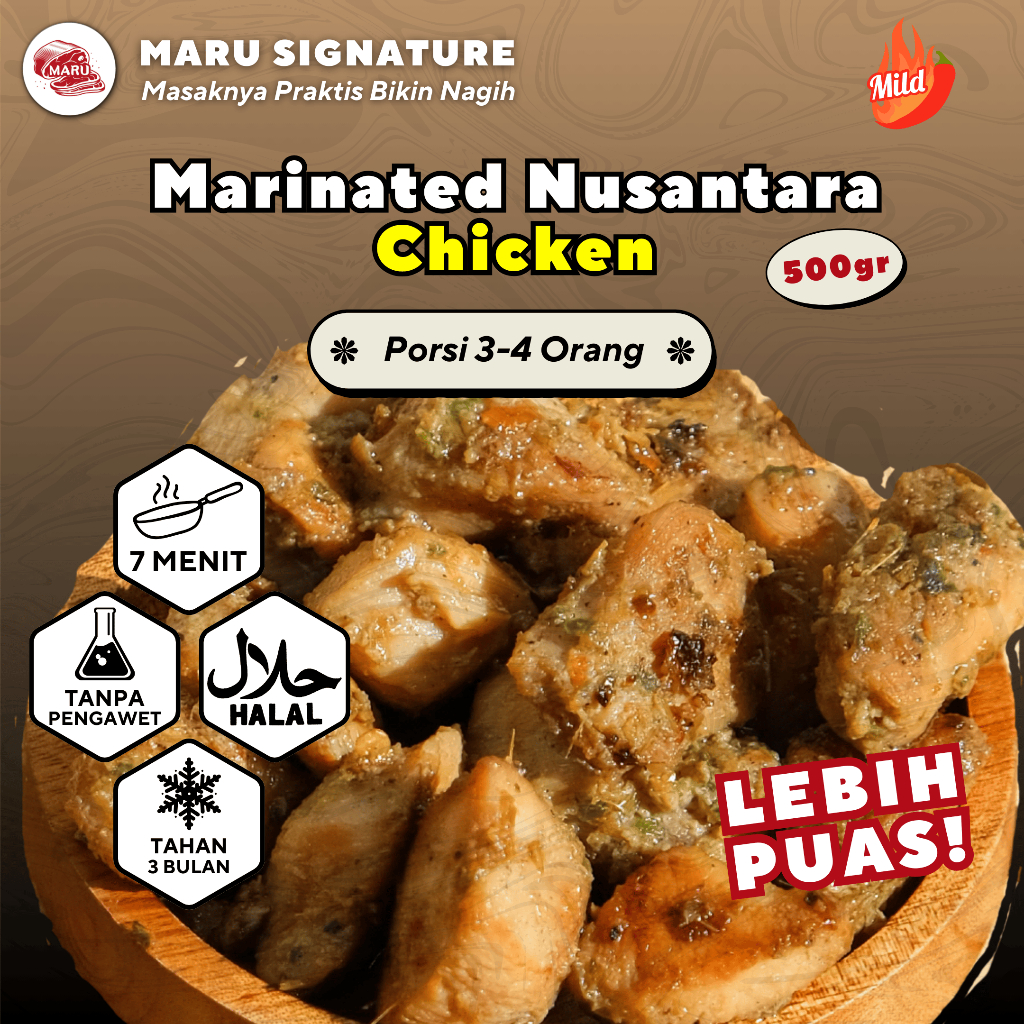 

MARU SIGNATURE Daging Ayam Fillet Dada Marinasi Bumbu Nusantara 500gr Halal BBQ Grill