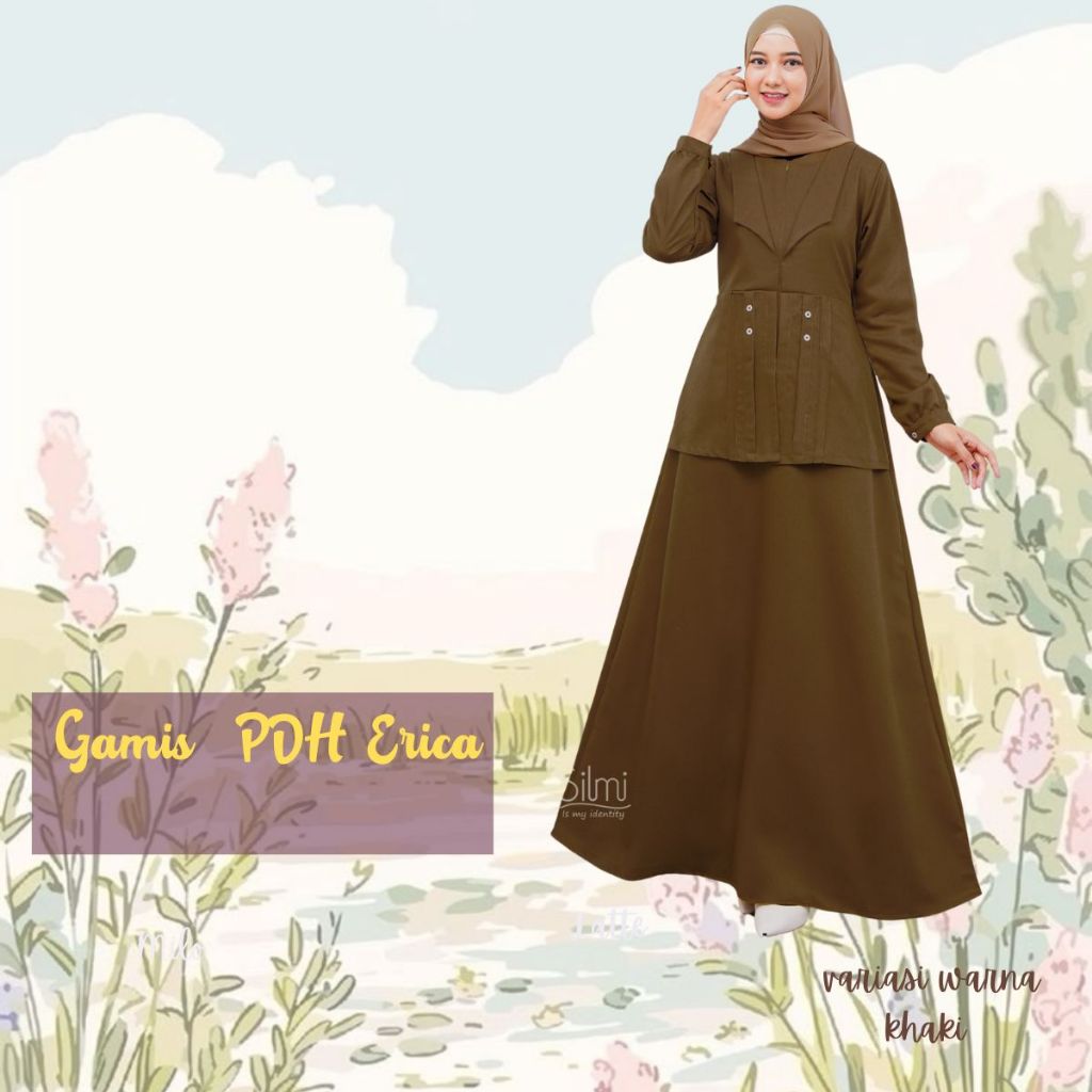 Seragam Khaki PNS Baju Pemda Premium Muslimah  Terbaru  Dress Kantor Wanita Silmi Erica Dress