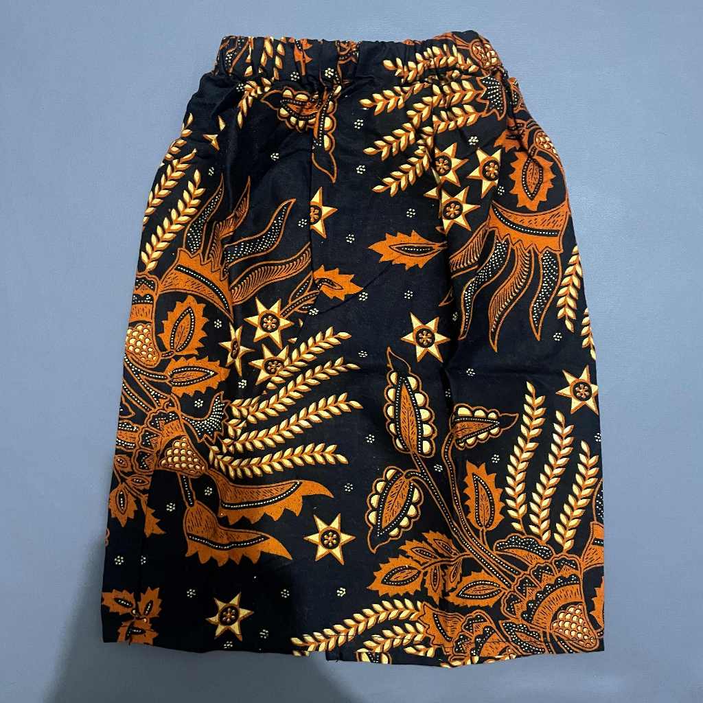 ANAK K387 (NO BRAND, PRELOVED) Rok Span Midi Panjang Pinggang Karet Garis Sobek Rempel Ngembang 3/4 