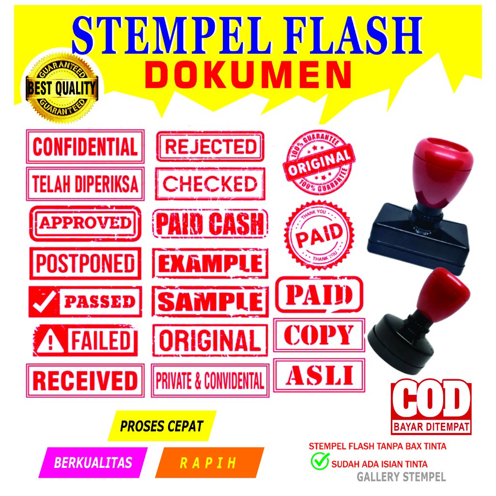 

Stempel Dokumen / Stempel perusahaan / stempel paid / stempel copy / stempel asli / stempel warna ..