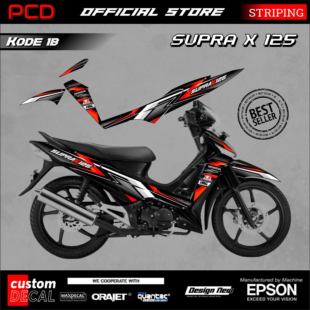 STICKER STRIPING HONDA SUPRA X 125 2008-2018 motif racing simple elegant
