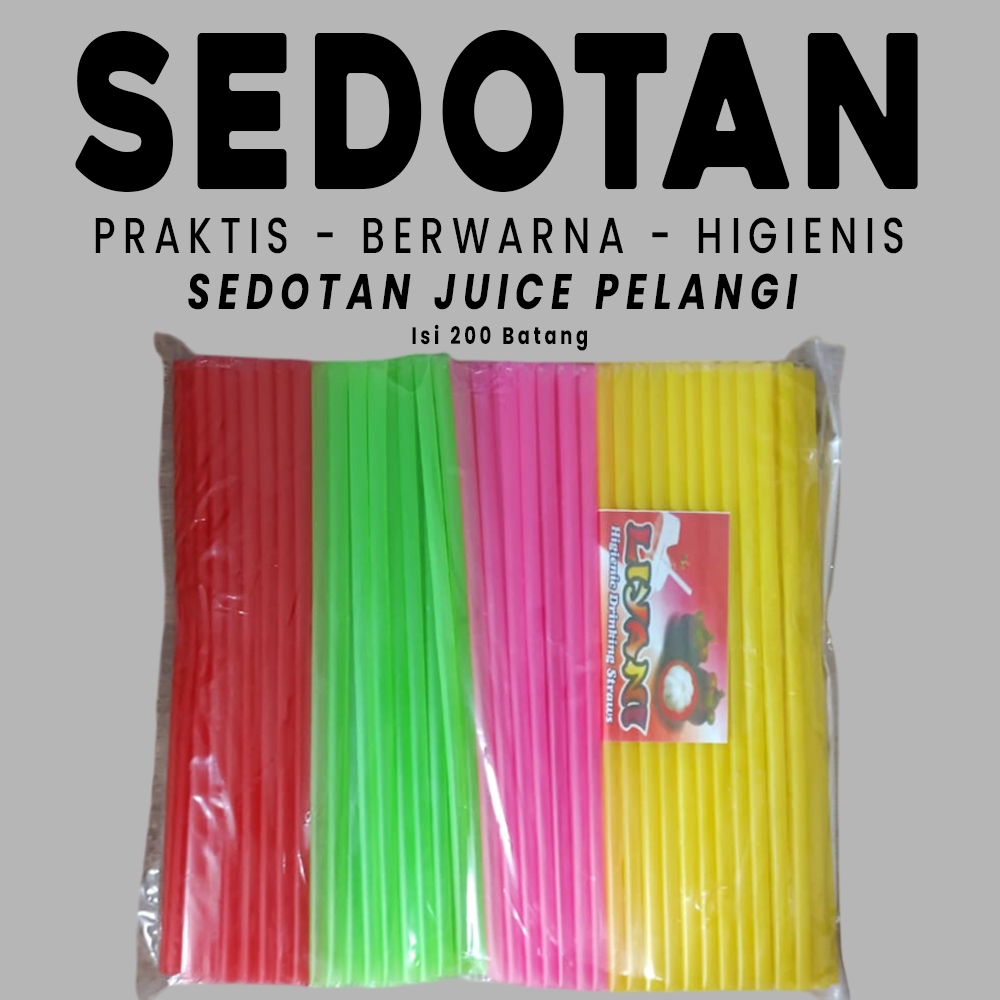 Sedotan Juice Pelangi Merk Liyani - 200 Batang SEDOTAN MINUMAN WARNA WARNI MURAH STABILO STERIL