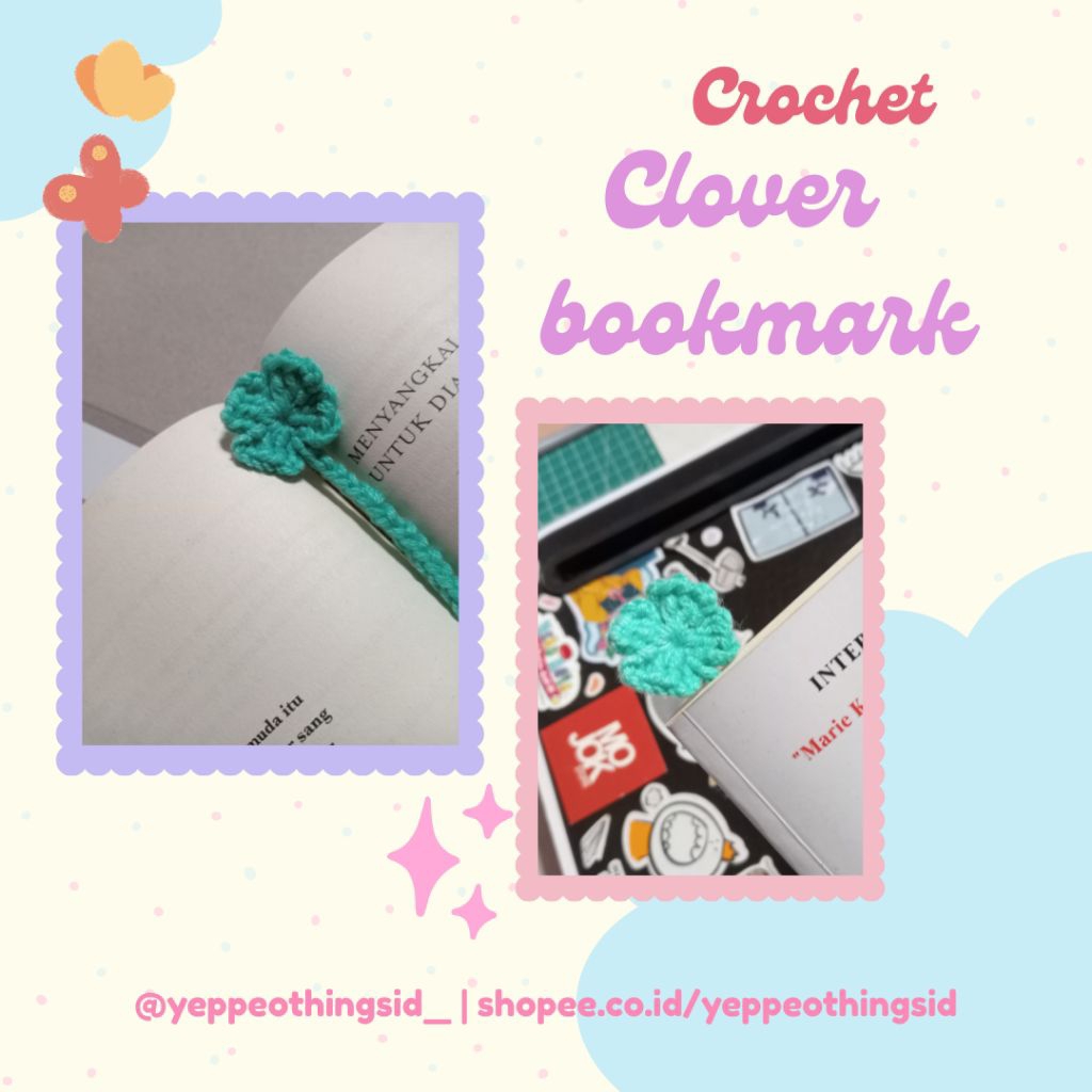 

Crochet Clover Bookmark