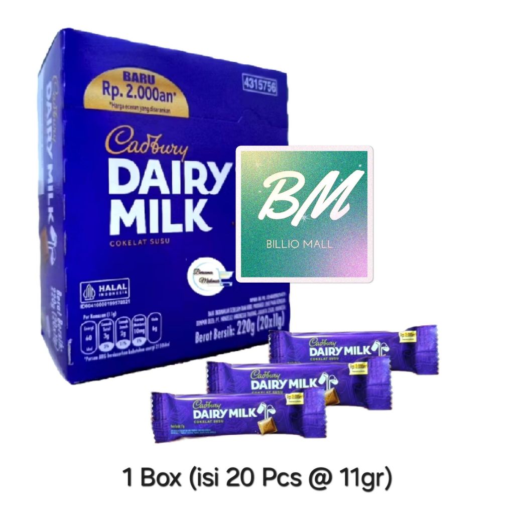 

Cadbury Dairy Milk MINI 1 Box (isi 20 pcs 11gr)