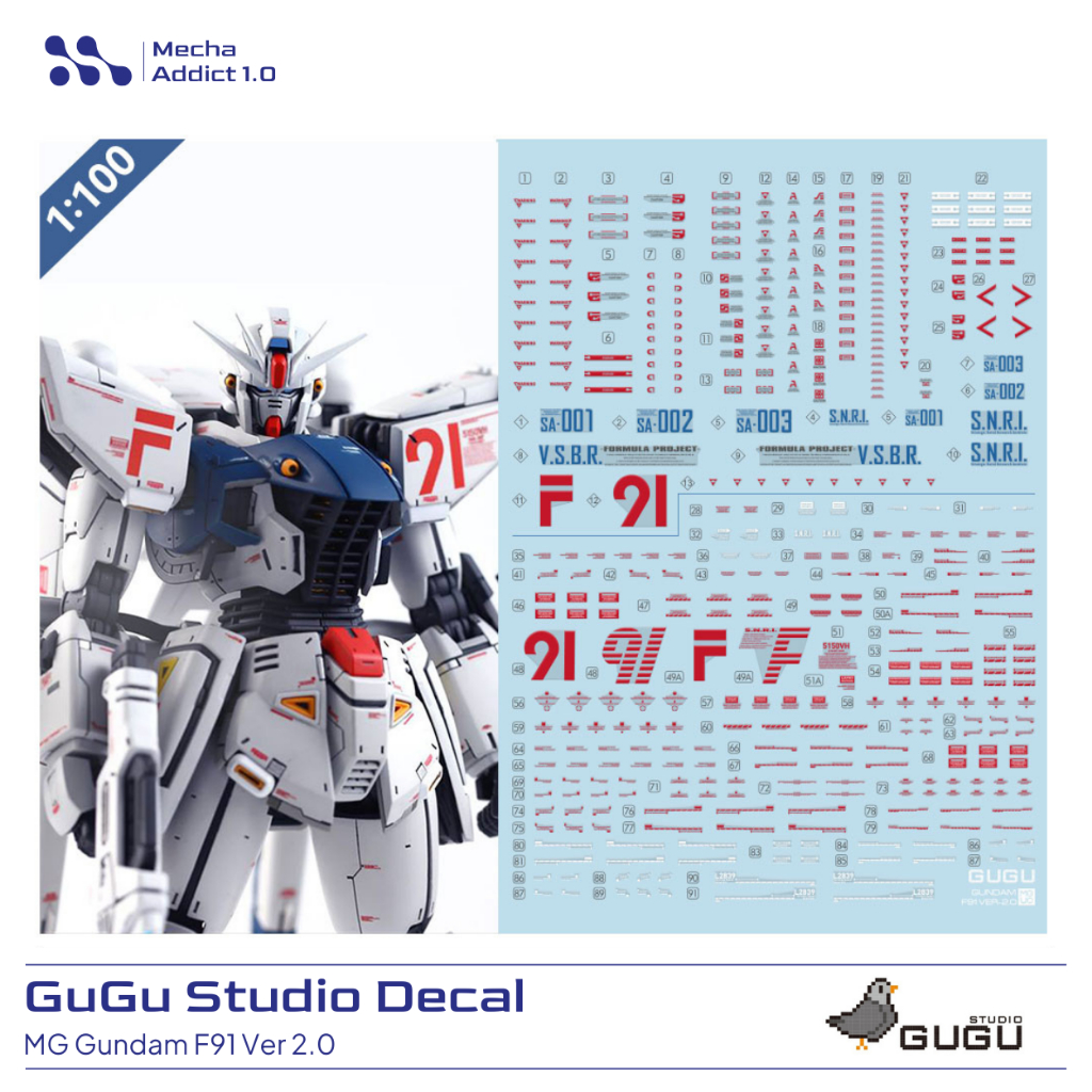 Water Slide Decal MG Gundam F91 Ver 2.0 by GUGU