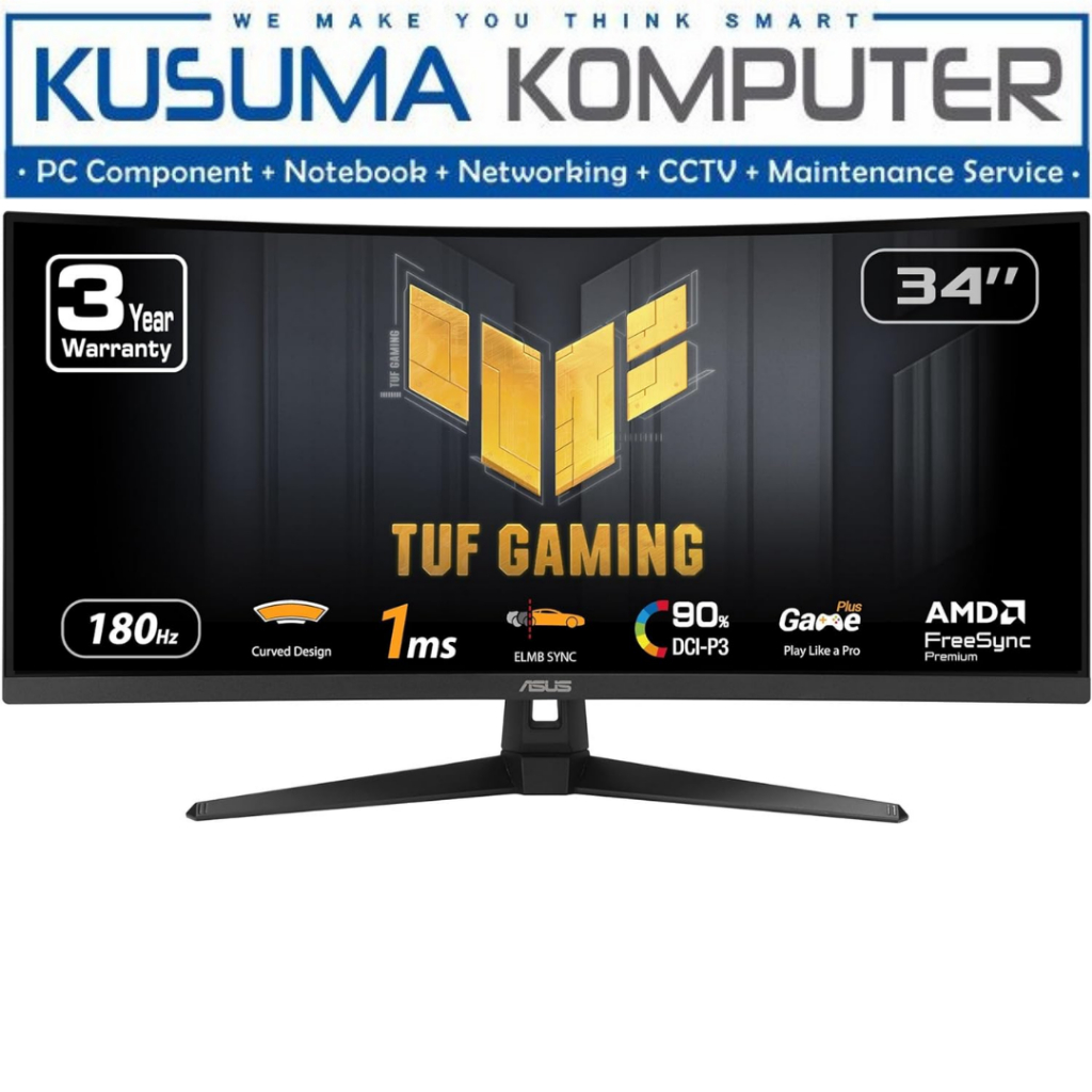Monitor Asus TUF Gaming VG34VQ3B 34 inci WQHD (3440x1440) Layar lengkung 180Hz