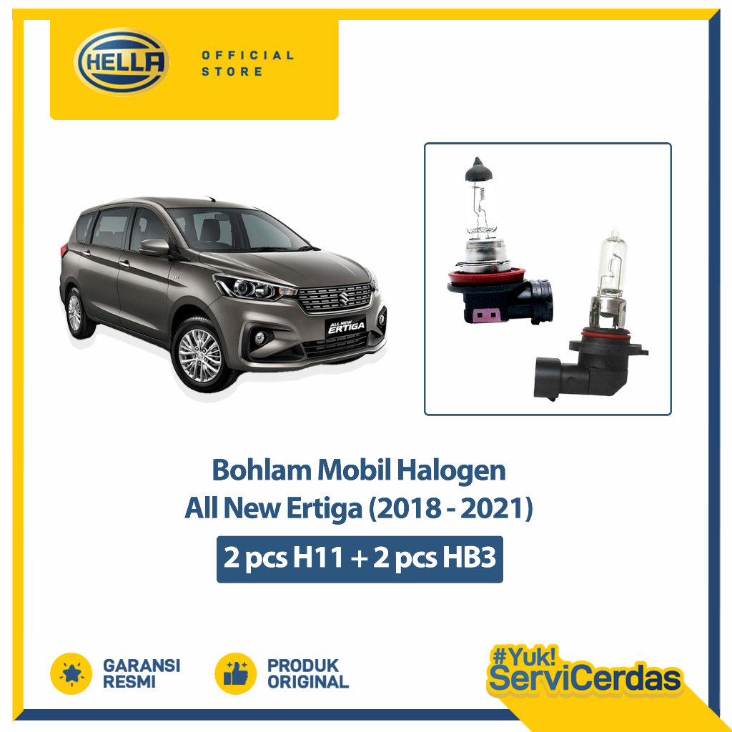 Lampu Mobil All New Ertiga 2018 - 2021 H11 (2pcs) HB3 (2pcs) - Bohlam Mobil Hella