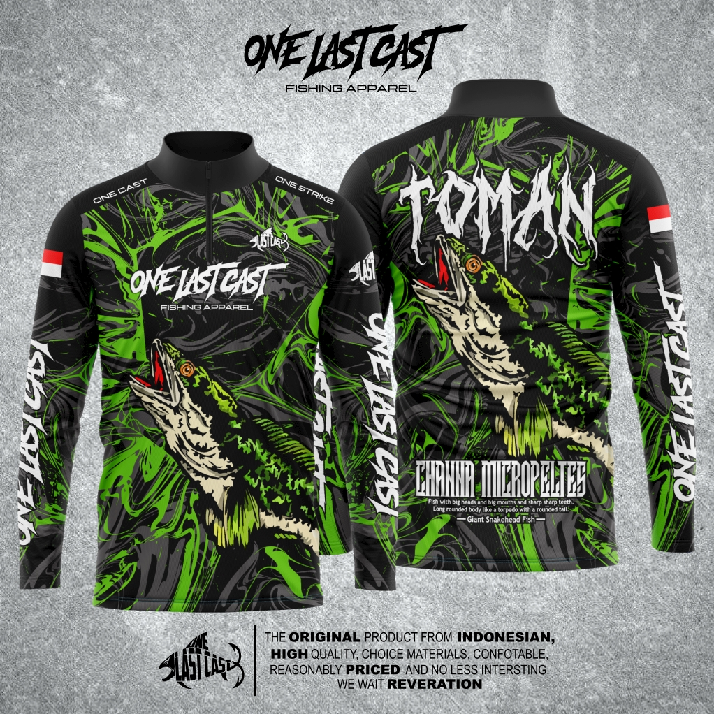 ONELASTCAST JERSEY MANCING ZIPPER MOTIF TOMAN / MANCING CASTING IKAN TOMAN FULL PRINT FREE CUSTOM