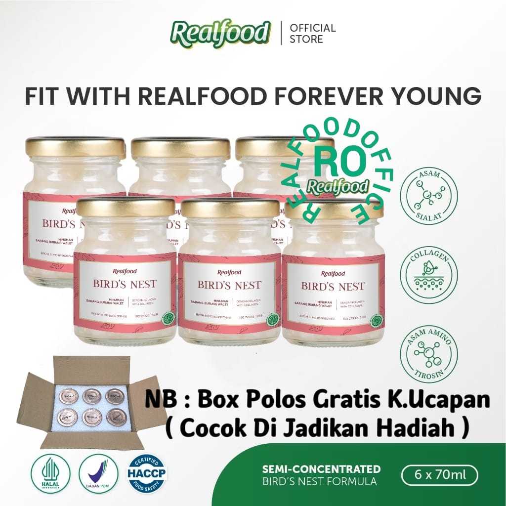 

Realfood Forever Young Kolagen 6 Botol Box Polos ( Minuman Sarang Burung Walet ) RO
