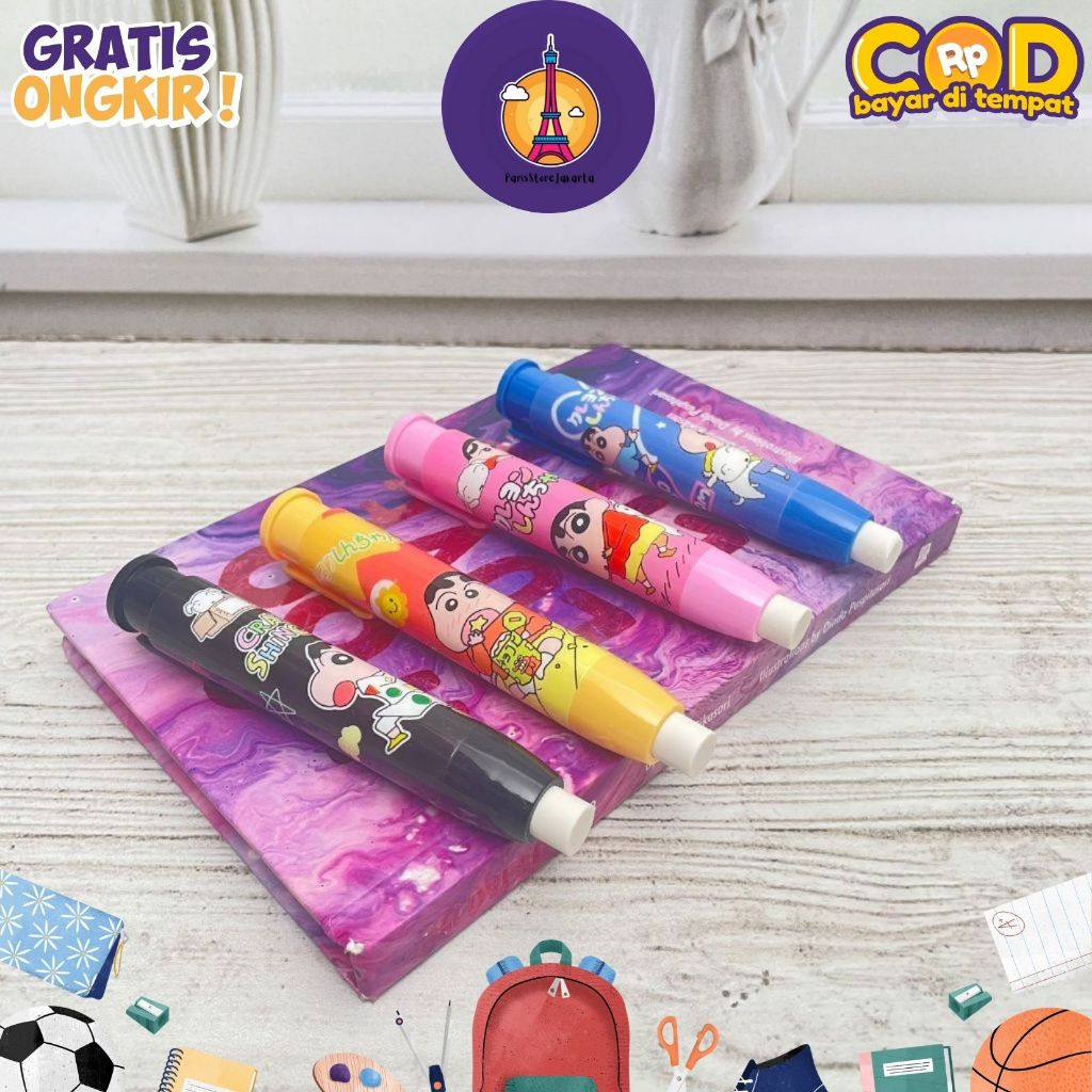 

Penghapus / Hapusan / Setip Cetek Depressible Crayon Shinchan Kartun Anime Sinchan ER-1458 Cute Lucu Stip Mekanik ATK Hampers Bingkisan Kado Anak Harga Grosir Ready COD / Random Eraser Crayon Shinchan