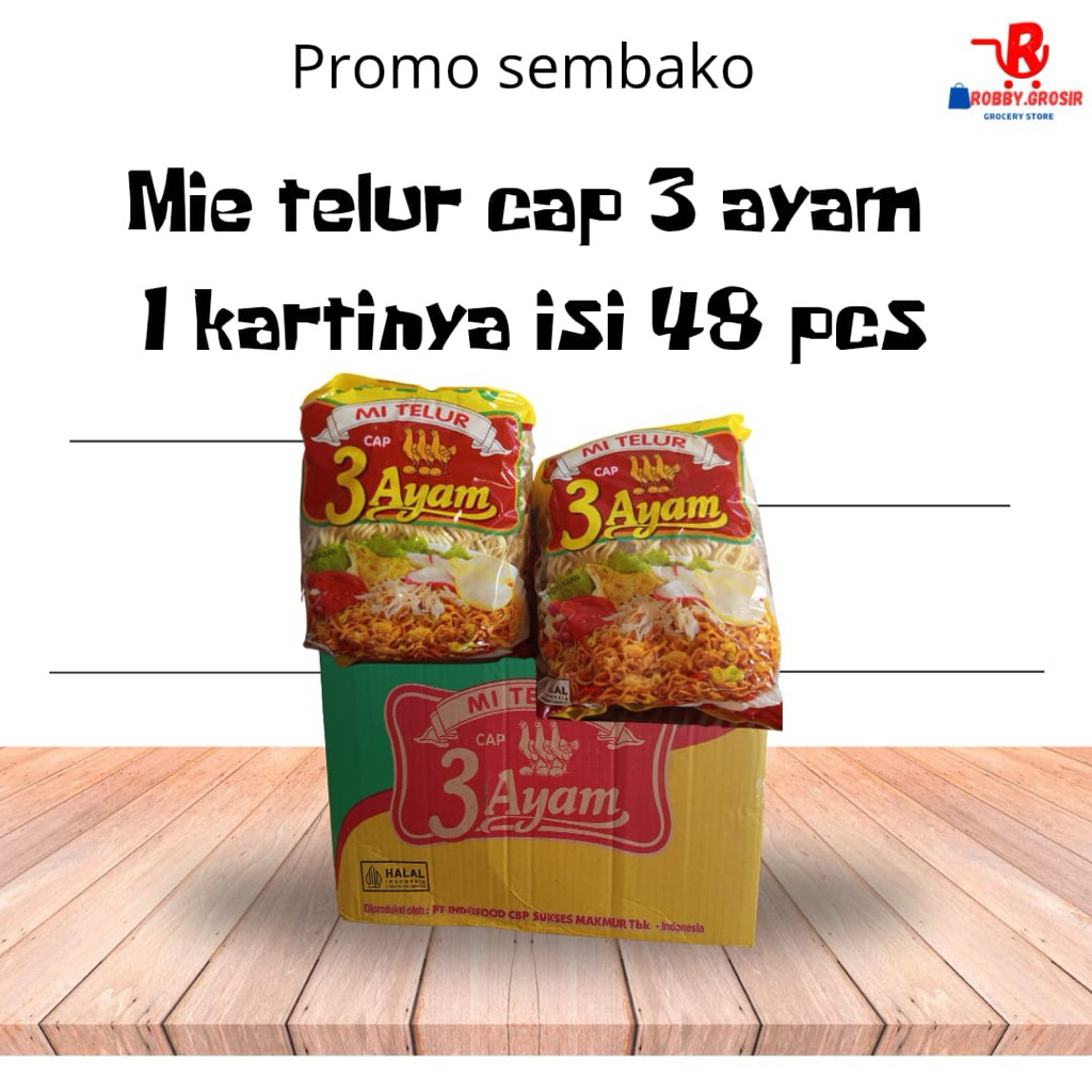 

mie telur cap 3 ayam 1 karton isi 24