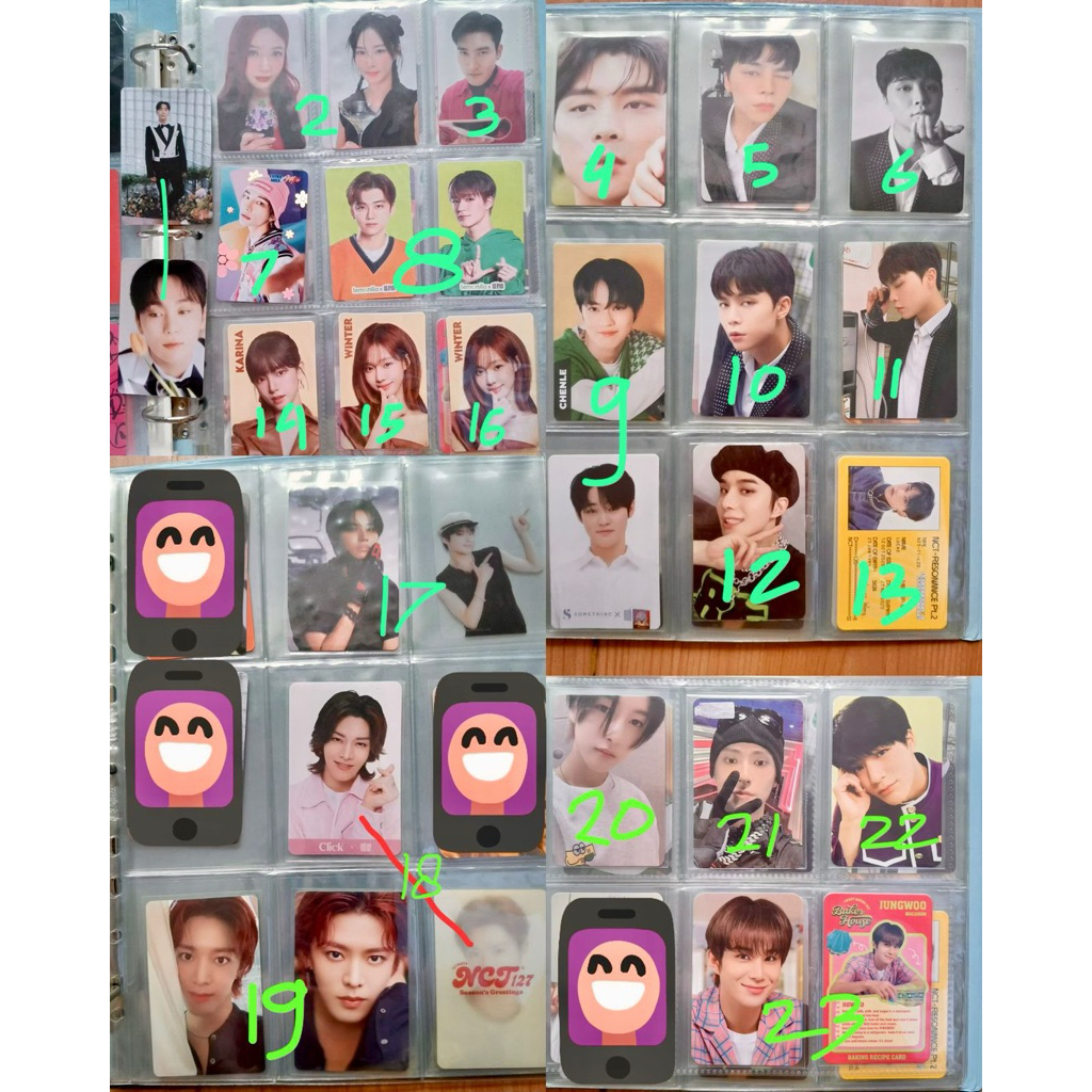 photocard official siwon yuri joy karina winter lucas   jungwoo jaemin jeno jaehyun  johhny chenlee 