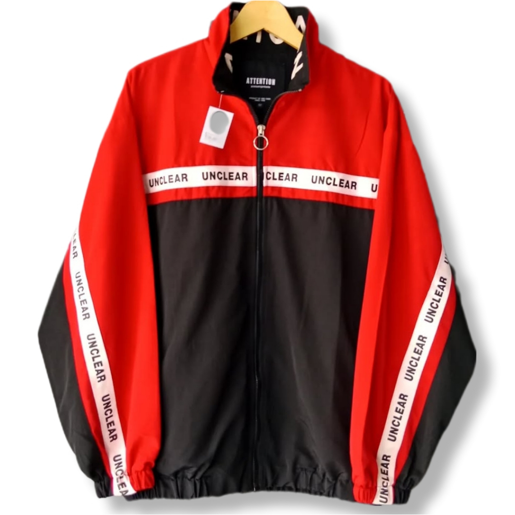 ATTENTION - UNCLEAR RED/BLACK ZIPPER WINDBREAKER JACKET | OUTER | OUTERWEAR | CLWM