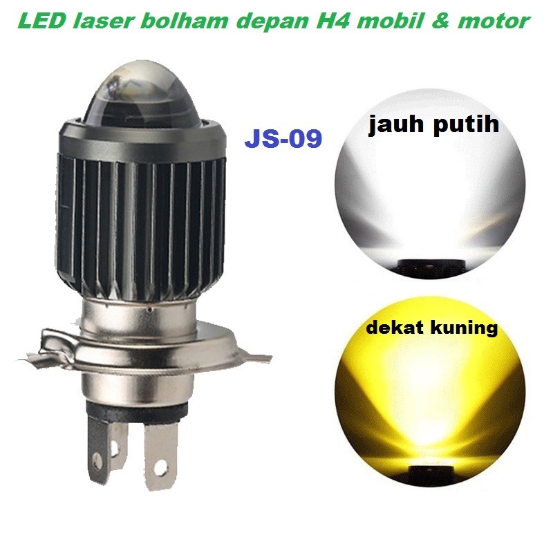 Lampu Utama JS-09 Bohlam H4 mobil & motor 2 warna laser Headlamp IP67 super terang AC DC bola lampu 