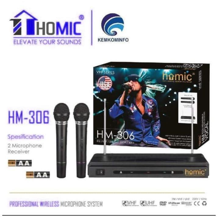 Microphone Double Wireless Homic HM 306 Karaoke Original