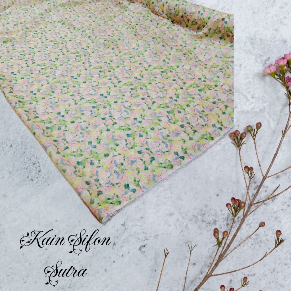 Kain Sifon Sutra Motif Floral Sakura Premium – Halus & Elegan lq