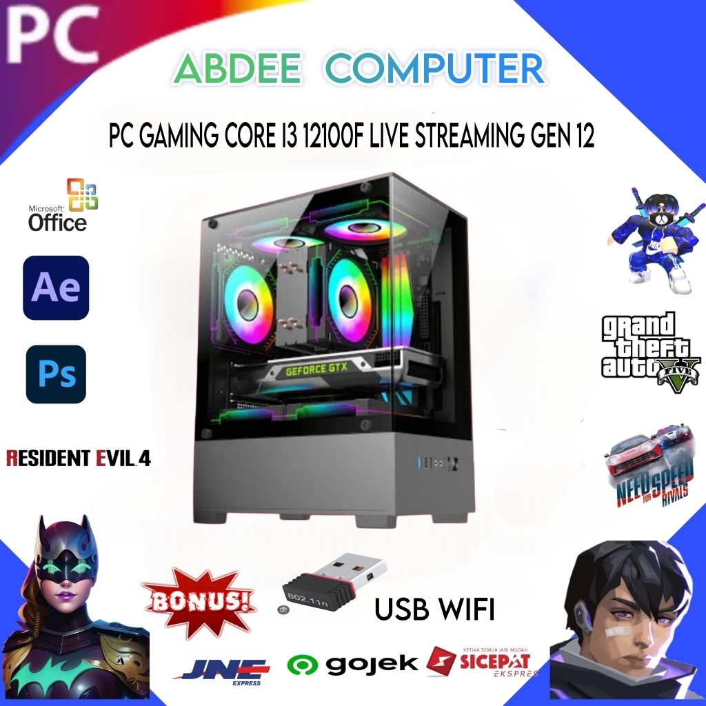 PC Rakitan Intel Core i3 12100F ( GTX 1660 6GB SUPER ) Gen 12 Siap Gaming editing & live Streaming