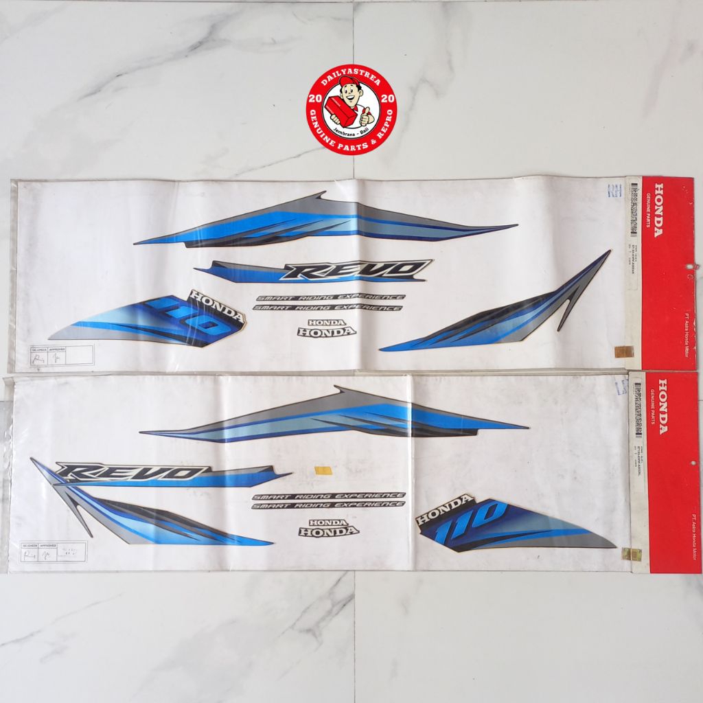 LIS STICKER STRIPING BODY HITAM BIRU HONDA REVO 110 ABSOLUTE 2009 ORIGINAL AHM 871X0-KWW-A00ZAR A00Z