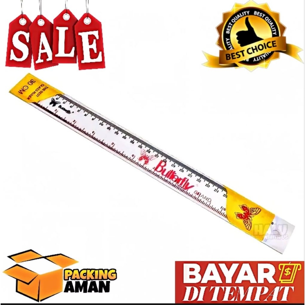 

(BISA COD) PROMO 1 Pcs Butterfly Penggaris 30 CM / Penggaris Plastik