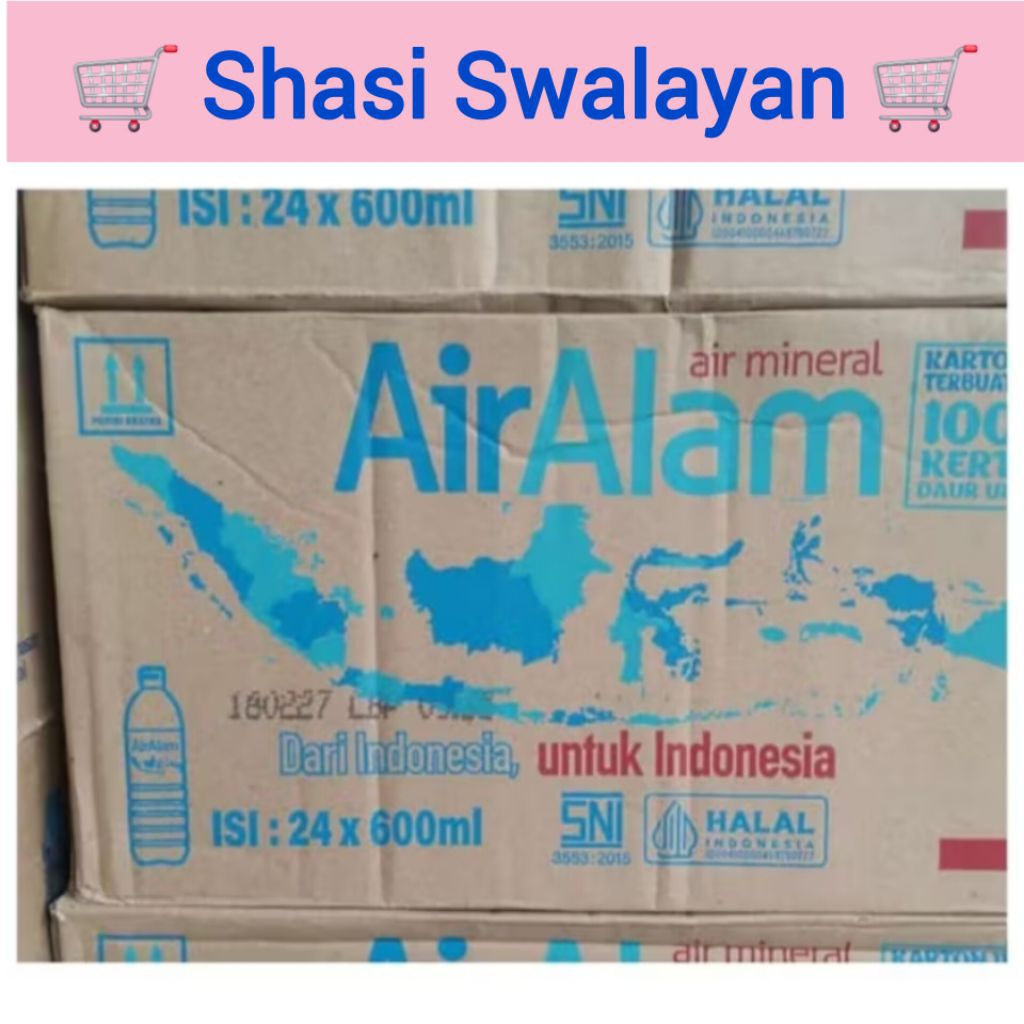 

AIR ALAM 1 Dus Karton 600ml X 24Pcs/ 1,5Liter X 12Pcs - Air Mineral Botol