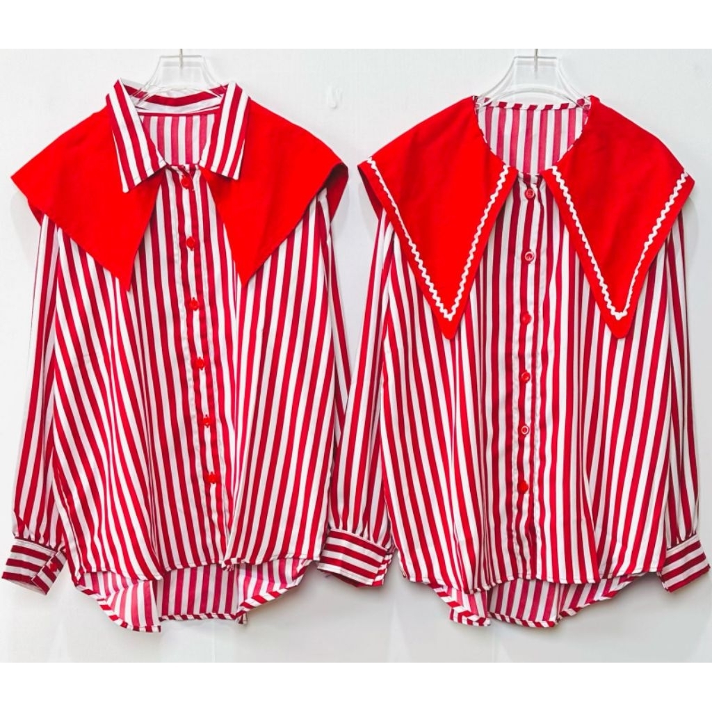 KEMEJA STRIP MERAH PUTIH