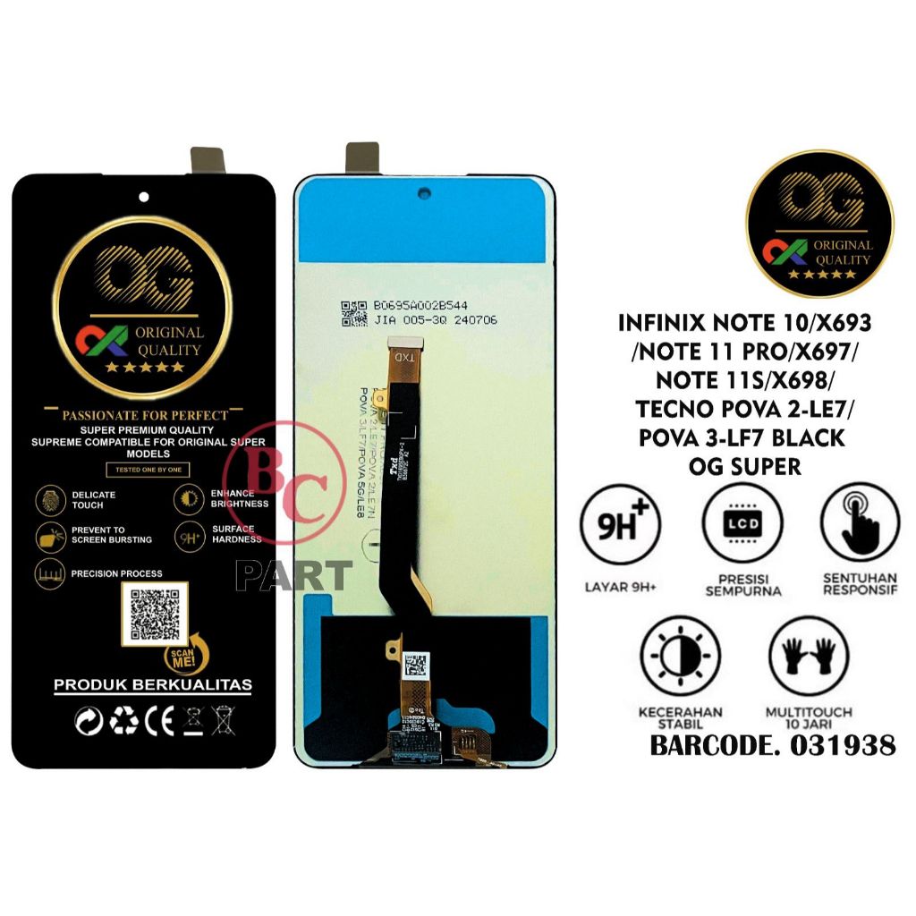 LCD TOUCHSCREEN INFINIX NOTE  10 / NOTE 11 PRO / NOTE 11S / TECNO POVA 2 /  POVA 3 FULLSET ORIGINAL 