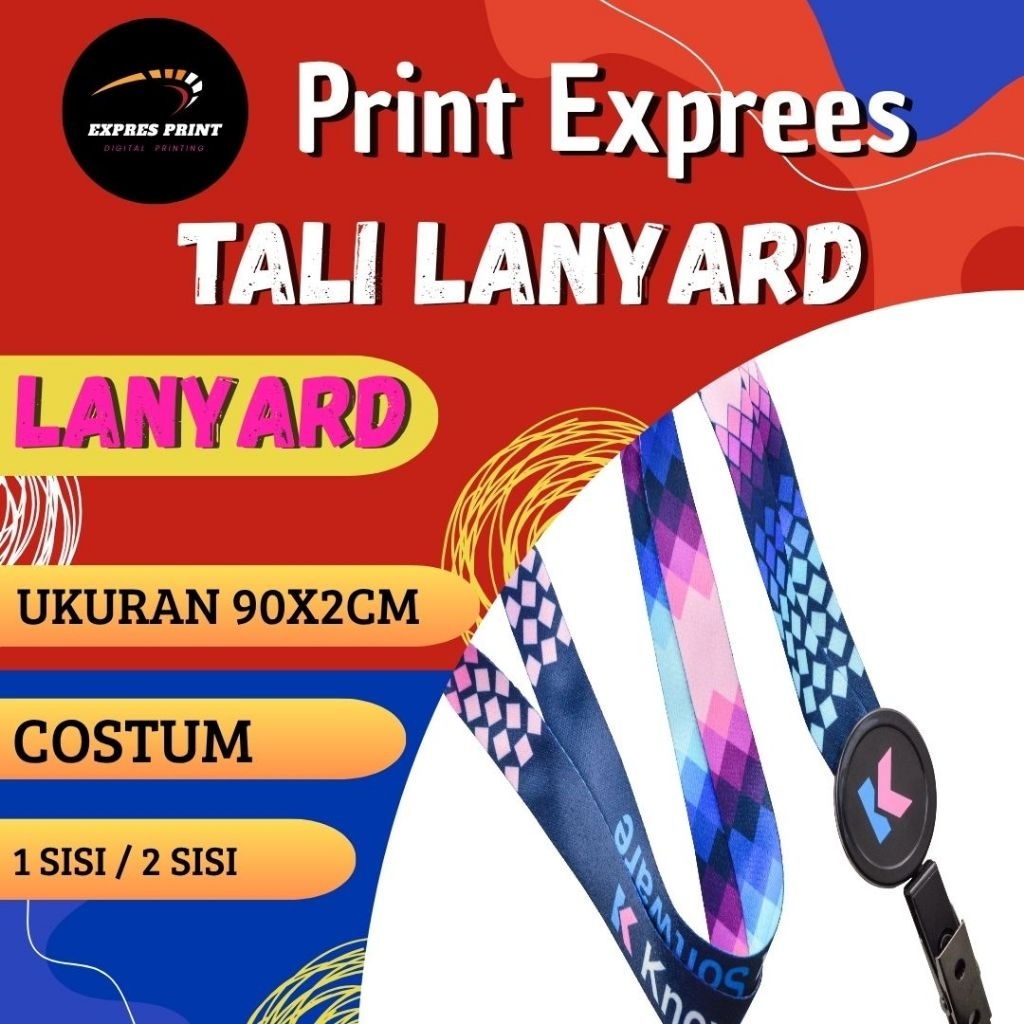 

cetak custom tali lanyard 1 sisi / 2 sisi murah express