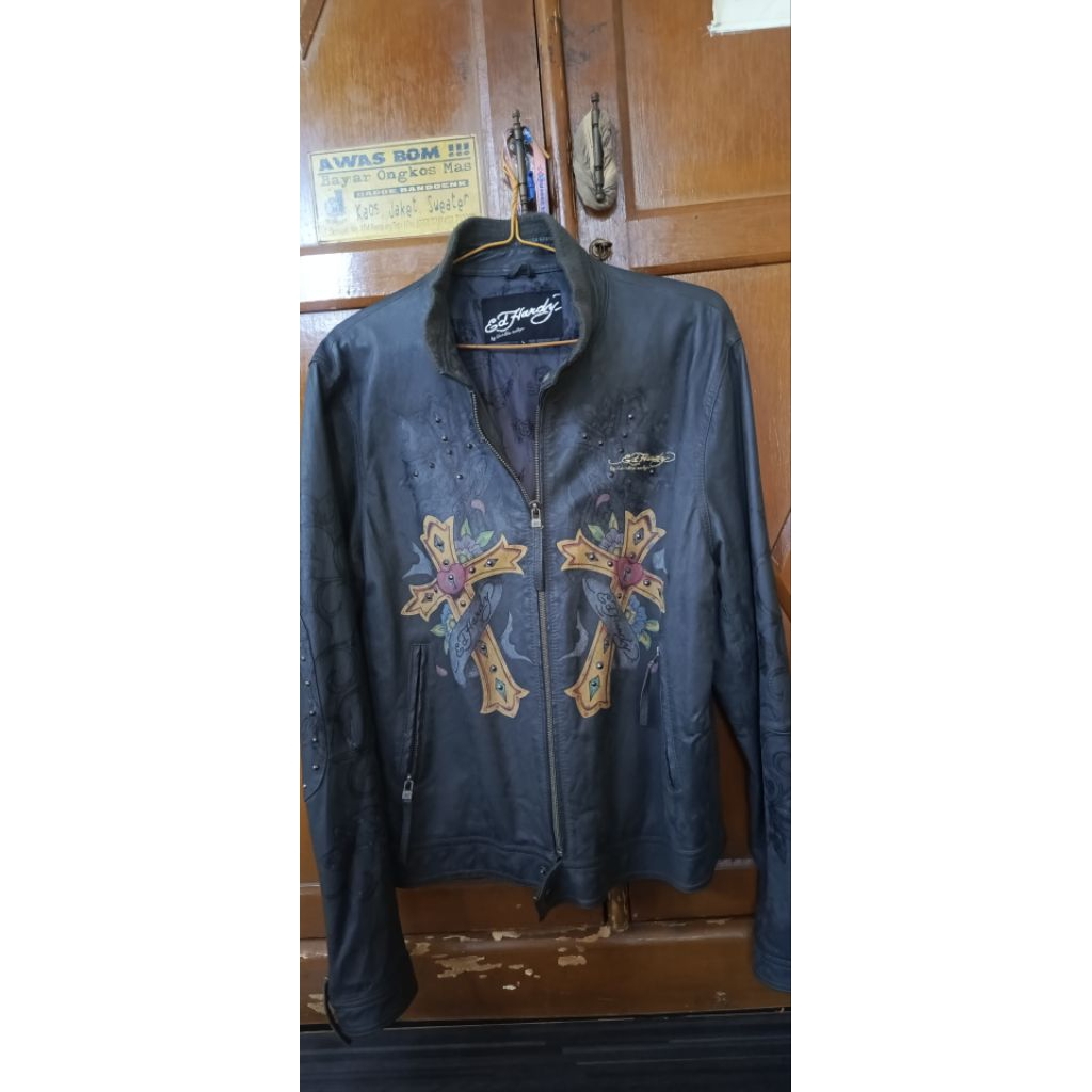 Ed Hardy by christian audigier leather jacket ORIGINAL