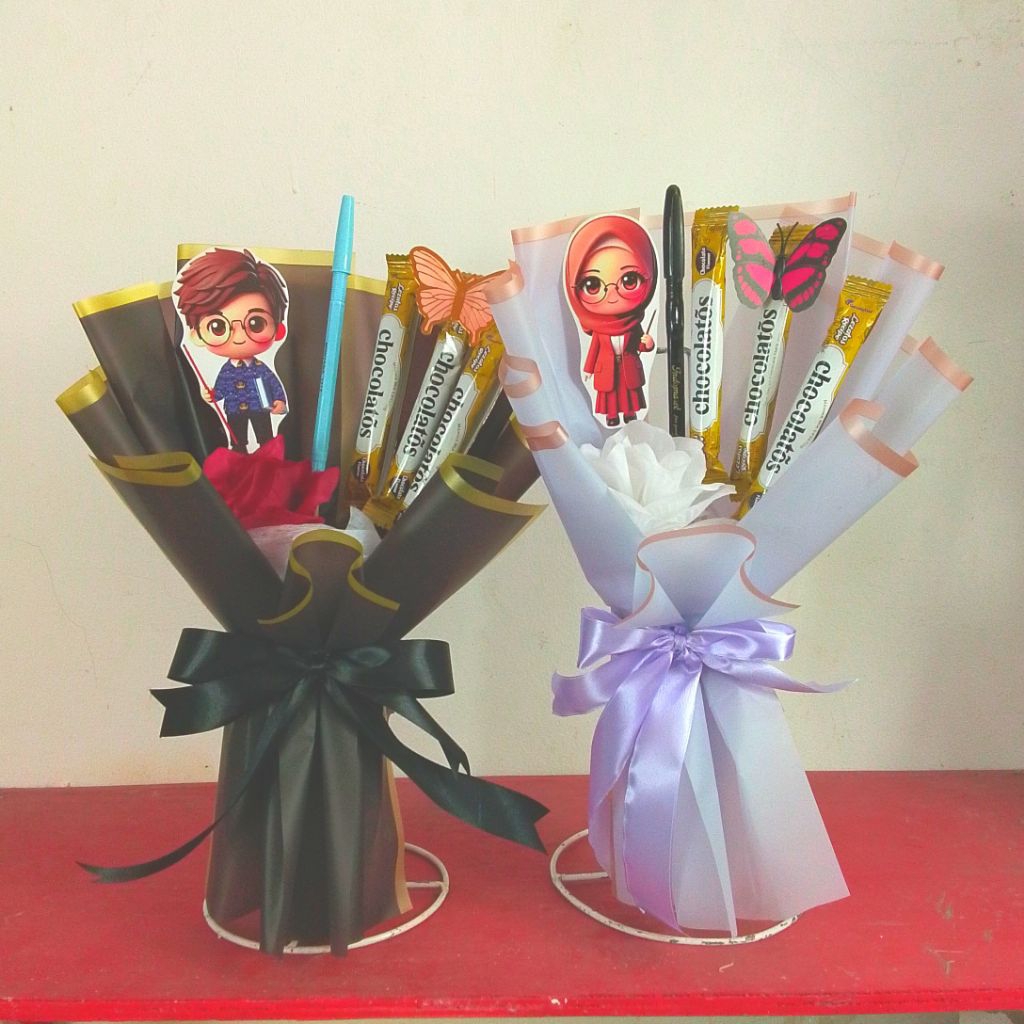 Buket Hari Guru Bucket Karakter Guru Hadiah Kado Special Guru Perempuan Laki Laki Wisuda Pelulusan