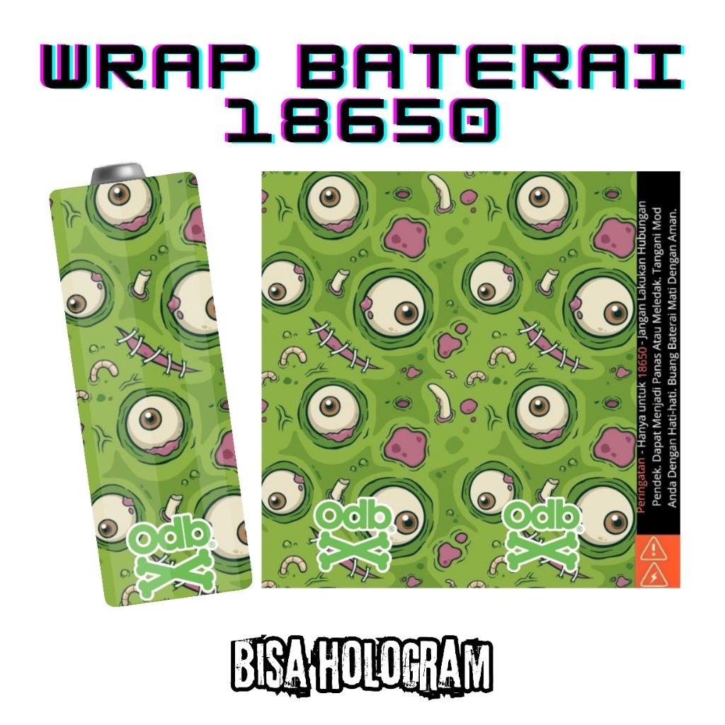 Jaka Custom - Skin Stiker Wrap Baterai 18650 Motif ODB Monster Pattern Full Desain Untuk Melindungxi