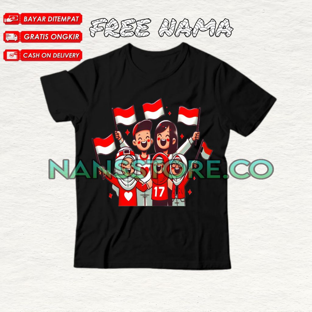 Kaos Anak Motif Hari Kemerdekaan tujuh 17 Agustus Hut RI ke-80/ Baju Anak viral tiktok/ Kaos viral t
