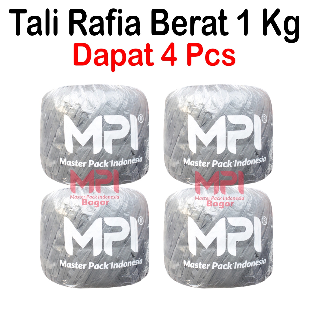 

4 ROLL - Tali Rafia Abu ABu 1 Kg - Tali Plastik MPI - Master Pack Indonesia