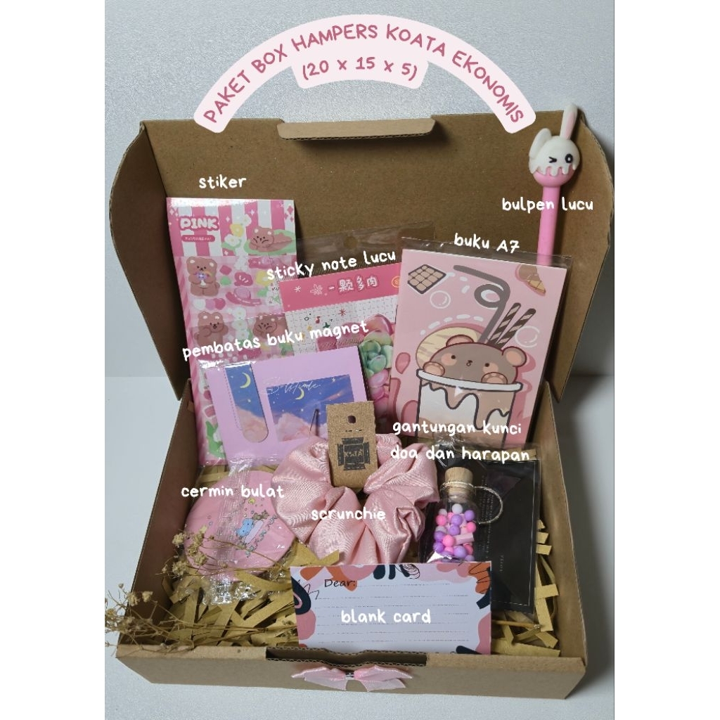 

(Bisa request tulisan di kartu) Paket Box Hampers Ekonomis/Paket Bundling Aksesori dan ATK/Gift Hampers Stationery