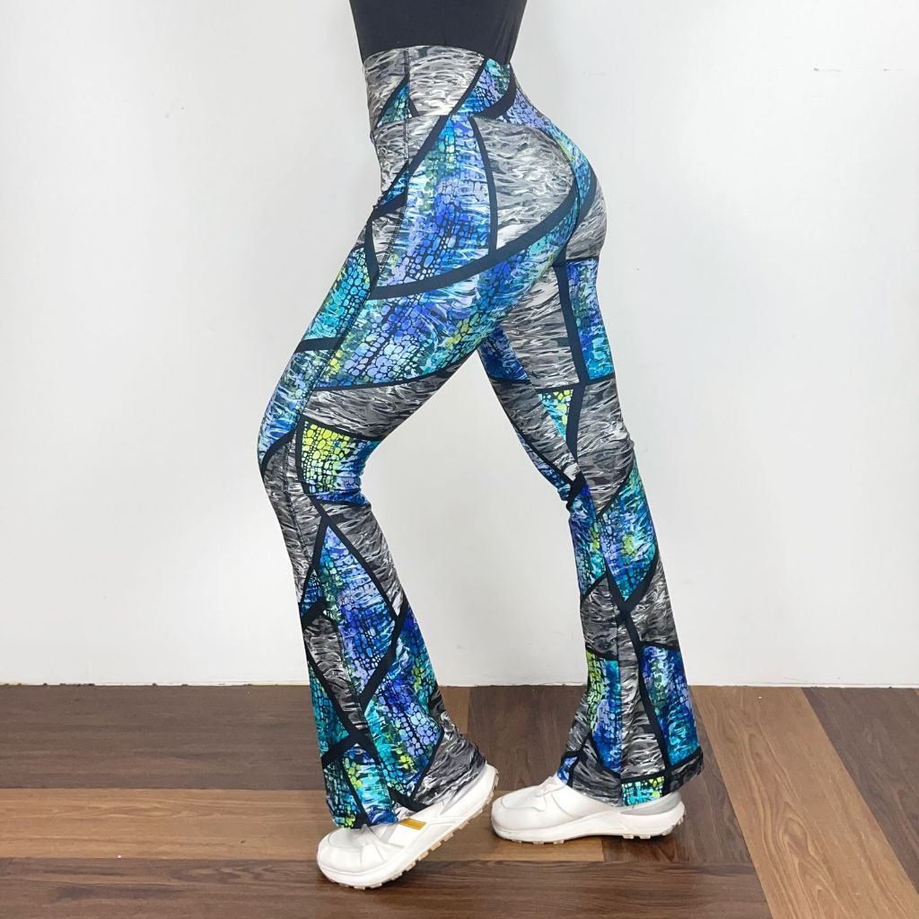 MBS Celana Legging Motif Flare Legging Panjang Olahraga Yoga Sport Gym Celana Highwaist Yoga Flare P