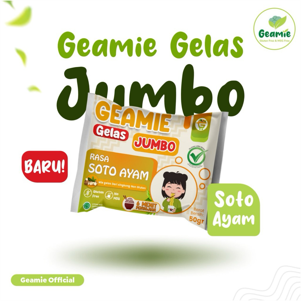 

Mie Gelas Geamie Soto Ayam Isi 2 Keping Gluten Free dan Non MSG