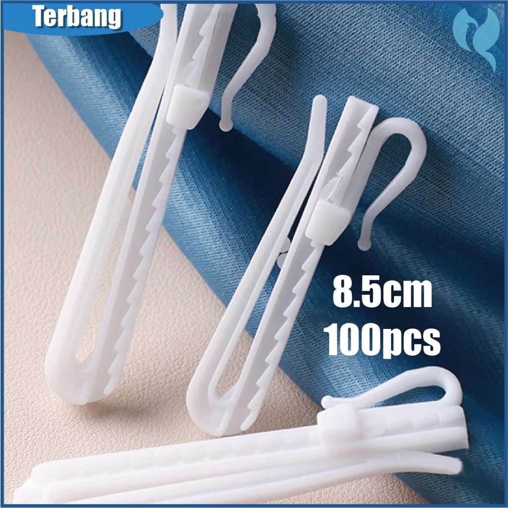 Cantolan Gorden S Hook Ajustable Kaitan Gorden Bahan Plastik Menebal 100PCS