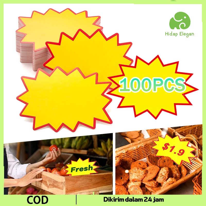 

100pcs Kartu Promosi Sale Kertas Harga Promo Penjepit Harga Tulisan Promo Label Harga Pop Card Kertas Tag Kartu Promo