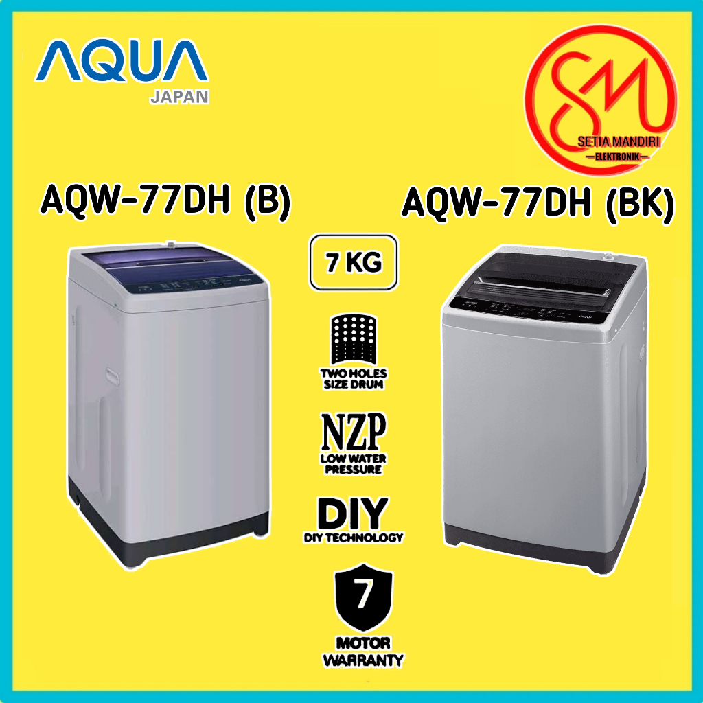 AQUA Mesin Cuci 7 KG Top Loading AQW-77D-H(B) 7KG GARANSI RESMI