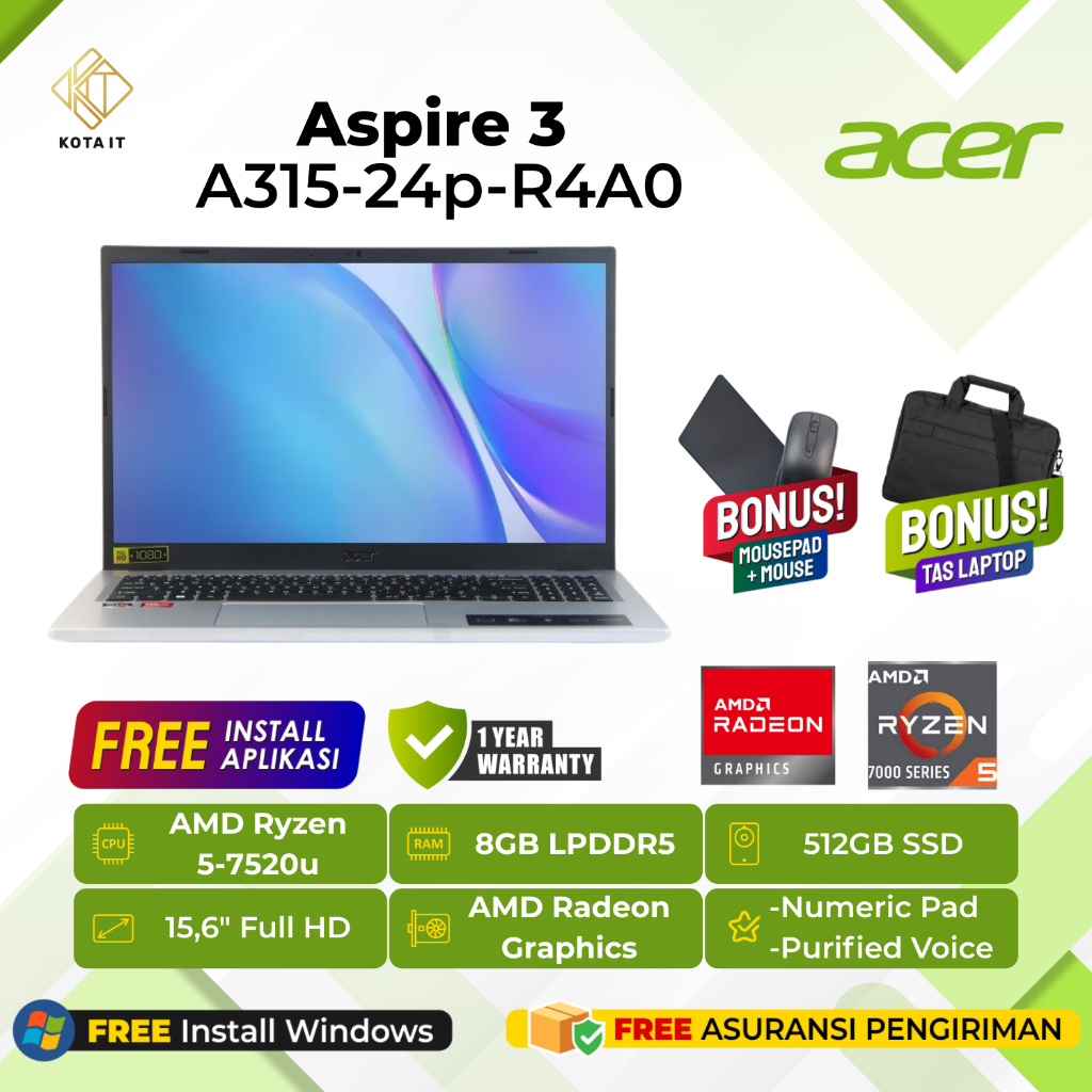 LAPTOP Acer Aspire 3 A315 R4A0 / RYZEN 5 7000 SERIES / LAPTOP KULIAH LAPTOP MULTITASKING