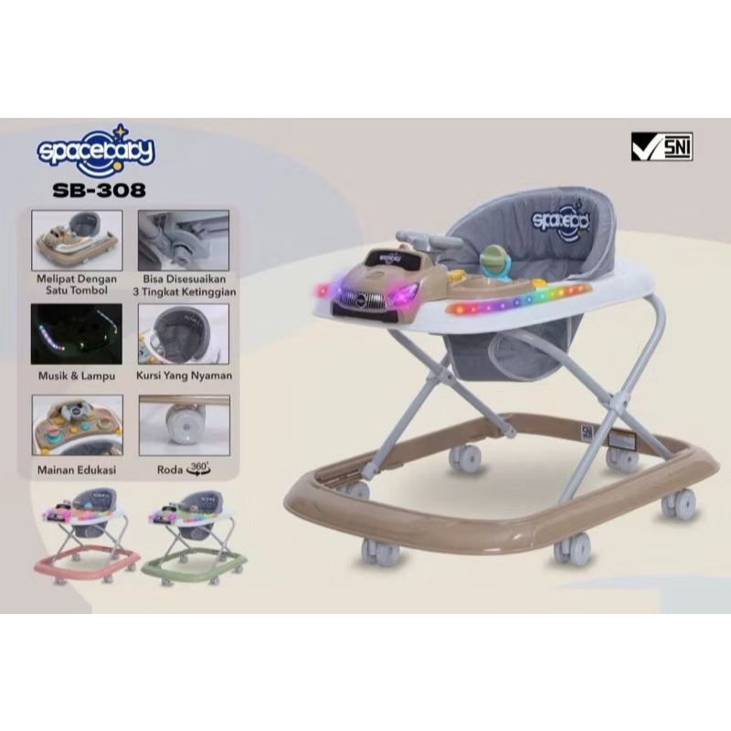 Baby Walker SPACEBABY BOOM BOOM Kereta Bulat Bayi Belajar Jalan