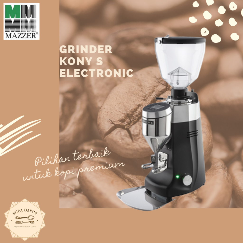 Grinder Kopi Elektrik Mazzer Kony S, Conical Burr, Hitam, IoT Connectivity