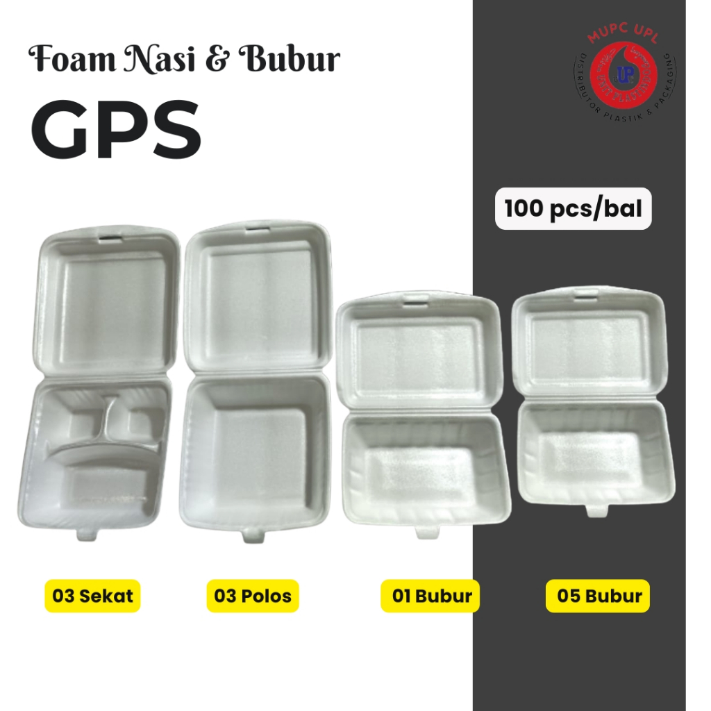 STYROFOAM Gps Kotak Makan / Tempat makan bahan Styrofoam / Styrofoam Nasi Bubur Catering