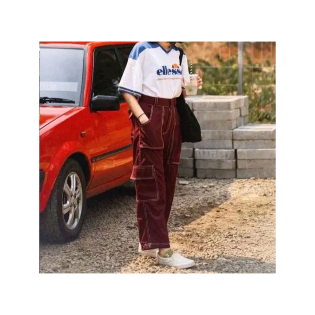 Chino cargo wanita/ celana korea cewek terbaru/ baggy kulot