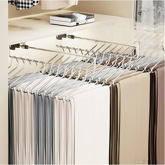 Rack Rak Rel Lipat Geser Gantungan Hanger Lemari Baju Pakaian Serbaguna