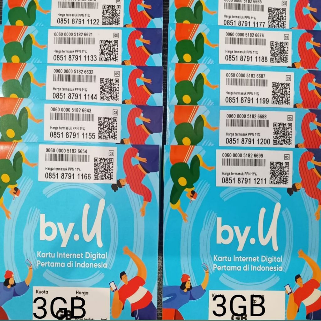 KARTU PERDANA by.U 3GB NOMER CANTIK