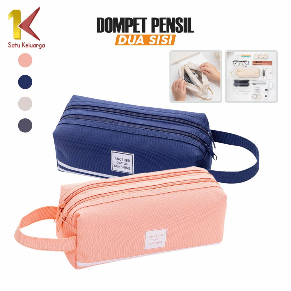 

EC Satu Keluarga Tempat Alat Tulis Perlengkapan Sekolah 2 Sisi A80 Kotak Pensil Tempat Bolpen Dompet Pensil Stationery / Make Up Pouch Kosmetik Travel